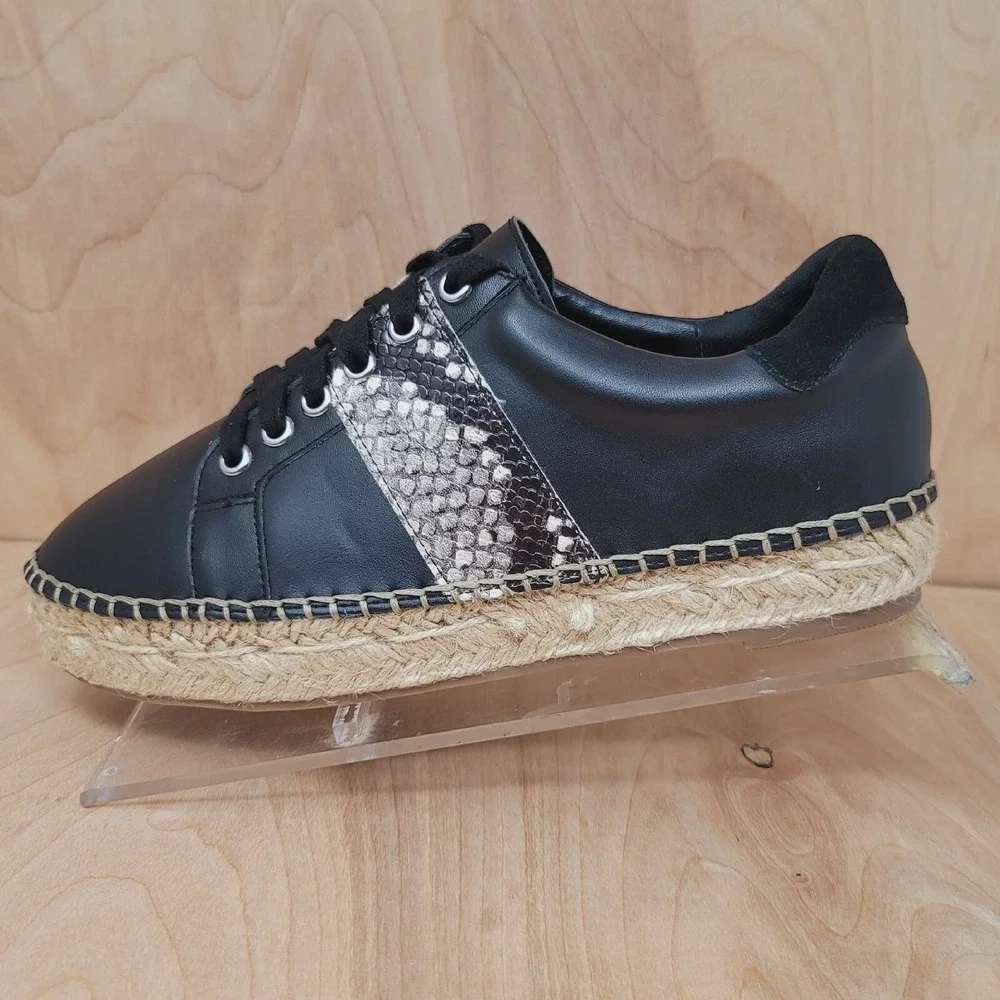 Carlos Santana Women's Sneakers 8 M Giselle black Leather Snake Print Espadrille